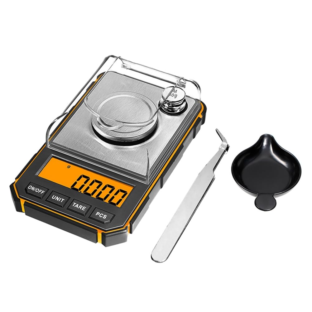 Báscula digital electrónica portátil, mini báscula de bolsillo, 50 g, peso de calibración, función de tara