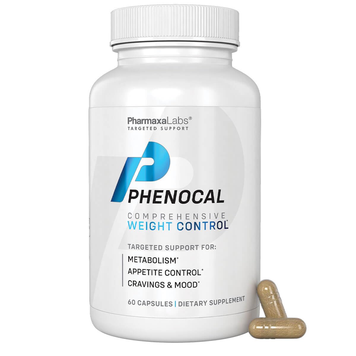 PHENOCAL Suplemento para Controle de Peso com Berberina, Chá-verde, Açafrão, 5-HTP, Glucomanana e L-tirosina — 60 cápsulas