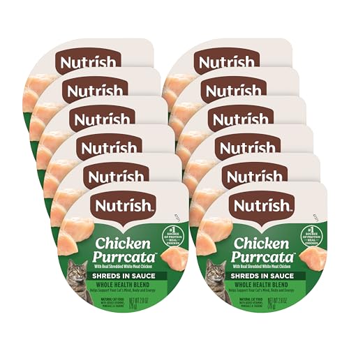Nutrish Grain Free Wet Cat Food Chicken Purrcata Whole Health Blend with Real Shredded White Meat Chicken in Sauce 2.8 oz. Cup Pack of 12 (Rachael Ray)