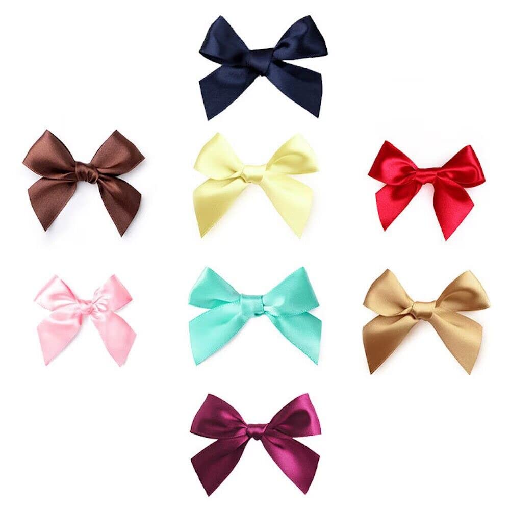 Lot de 100 nœuds décoratifs en satin - Avec bandes élastiques - Pour différentes décorations de bouteilles, décoration de mariage - Rose