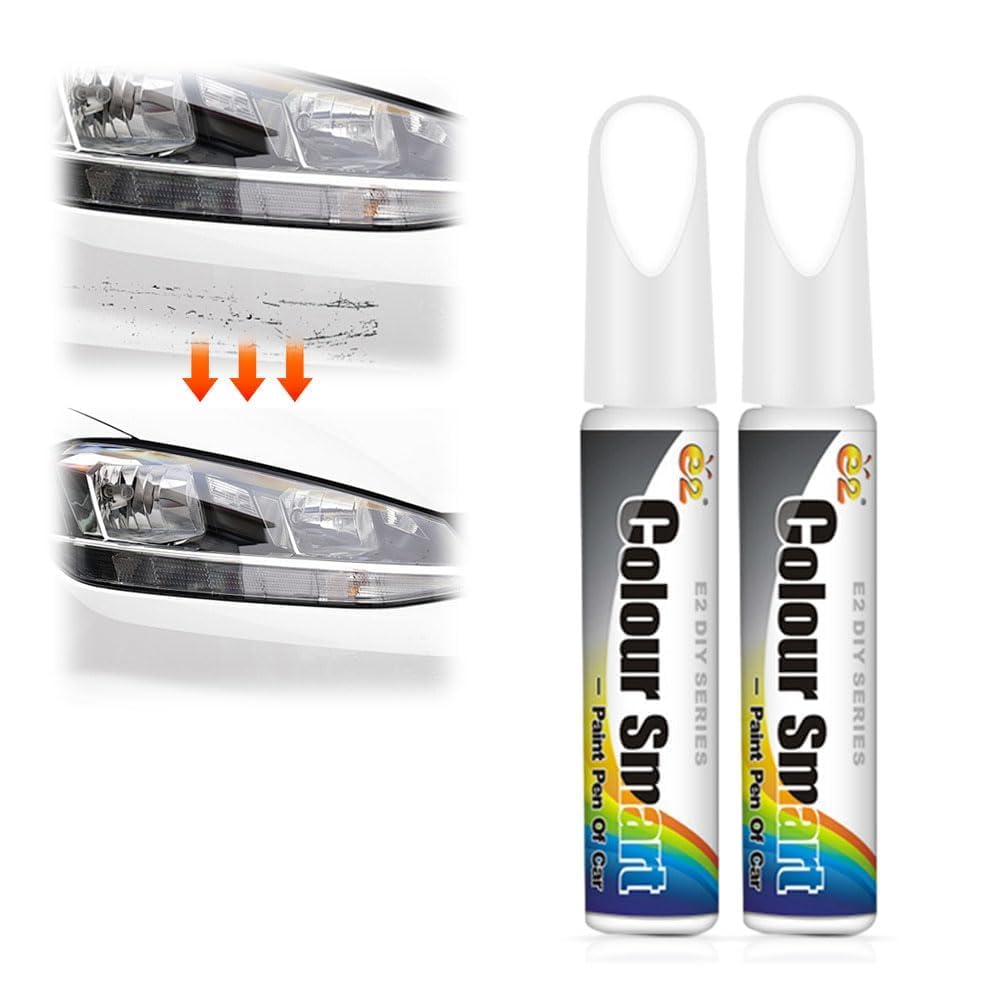 2PCS Car Scratch Remover Pen, 2026 New Car Scratch Repair Paste Effective Scratch Repair Pen for, Upgrade 2 In 1 Paint Scratch Repair White Automotive Scratches Paint Pen (White)