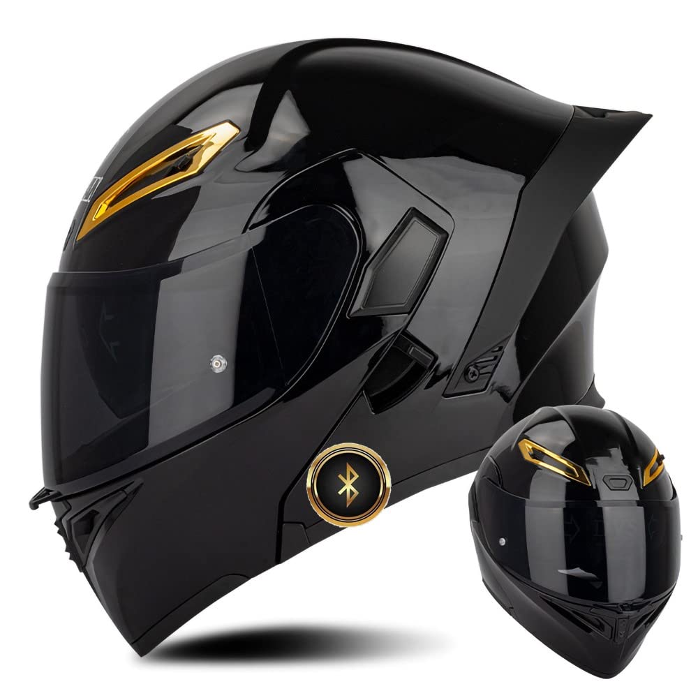 Modulari Bluetooth Casco Moto Omologato ECE Casco Anteriore Ribaltabile Adulti Uomo Donna con Doppia Visiera, Microfono Altoparlante Riduzione del Rumore Bluetooth Multifunzionale
