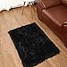 Piel de Cordero Oveja/Sheepskin Rug Cordero, imitación mullida Alfombras imitación Piel sintética,para salón Dormitorio baño sofá Silla cojín (60x90cm, Negro)