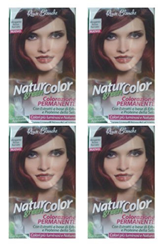 4 x Natur Color Green Renee blanche coloration permanente acajou rouge ramato