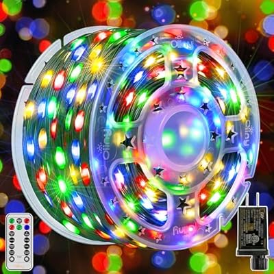 Ollny Christmas Lights, 198 FT 600 LED Outdoor Waterproof Plug in Christmas Tree Lights with 8 Modes Remote Timer, String Lights for House Yard Outside Indoor Xmas Decorations Multicolor