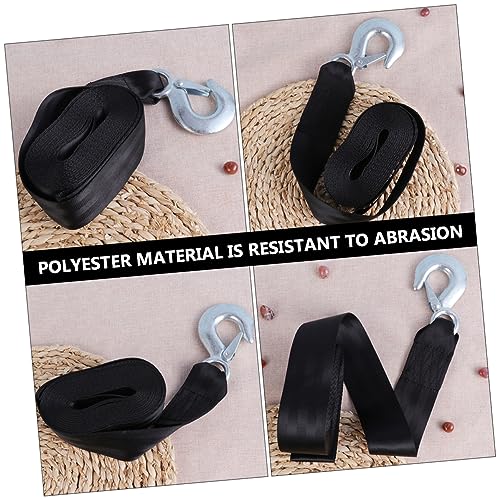 Sangle de treuil de remorque noire Cabilock en polyester 1.5 tonnes avec crochet