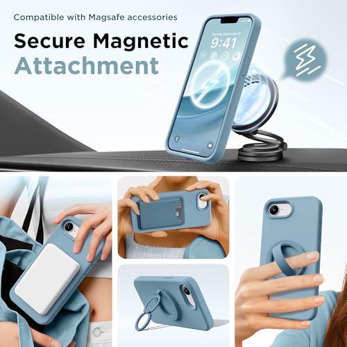 Image of GolbinBox Magnetic for iPhone 17e /16e Case, Silicone Cover, Moon Blue