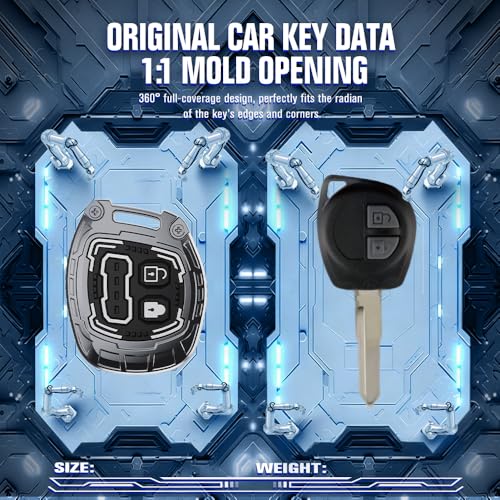 Image of Auto Thrill Premium Metal Key Cover Compitable for Suzuki Swift | Ertiga | Wagonr | Celerio | Swift Dzire | Alto | Fronx | Brezza | S Presso | Ignis | 2 Button Remote Key