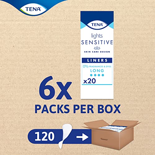 TENA Lights Long Liner, 120 Incontinence Liners for Women with Sensitive Skin, Breathable and Unscented Liner for Light Bladder Weakness and Incontinence, 20 Count (Pack of 6) - Image 4
