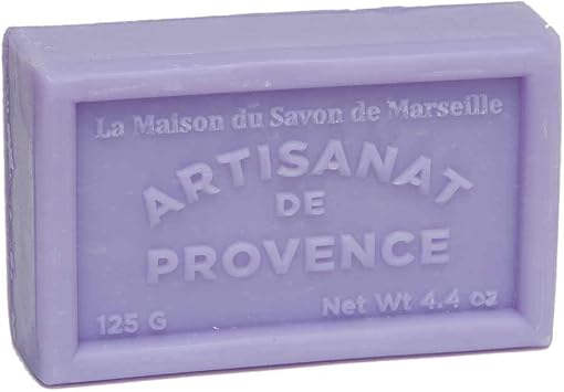 Maison du Savon de Marseille - French Soap made with Organic Shea Butter - Peony Fragrance - 125 Gram Bar