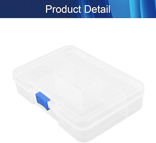 Miniatura 4 de Juvielich Caja organizadora de plástico transparente, 5 rejillas fijas, contenedor de almacenamiento para cuentas, arte, manualidades, joyería,