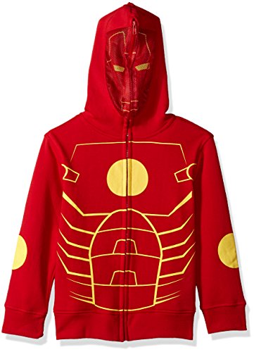 Marvel Big Boys' Ironman Fleece Zip Costume Hoodie, red, X-Small-8