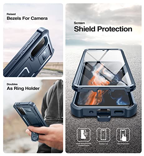 Dexnor for Samsung Galaxy S20 5G Case, [Built in Screen Protector and Kickstand] Heavy Duty Military Grade Protection Shockproof Protective Cover for Samsung Galaxy S20 5G,Navy Blue - Thumbnail 7