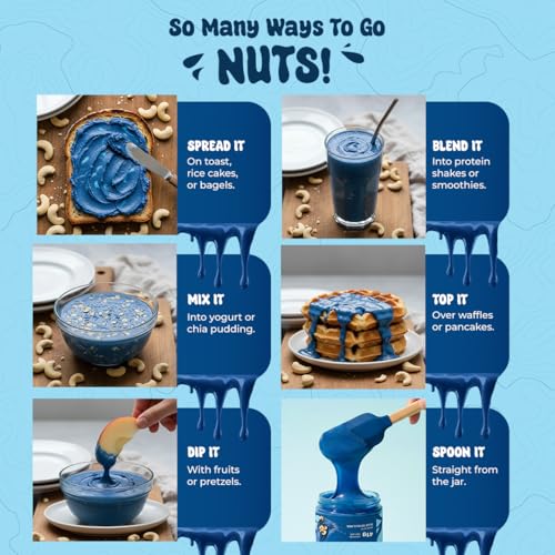 Image of Asmita Organic Farms Blue Spirulina Cashew Butter 250g | Vanilla Flavoured | No Added Sugar | Preservative-Free | Zero Palm Oil | High-Protein Nut Butter Spread for Bread, Smoothies & More