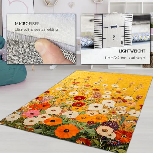 Tapis fleurs vintage 60x120cm lavable et antidérapant