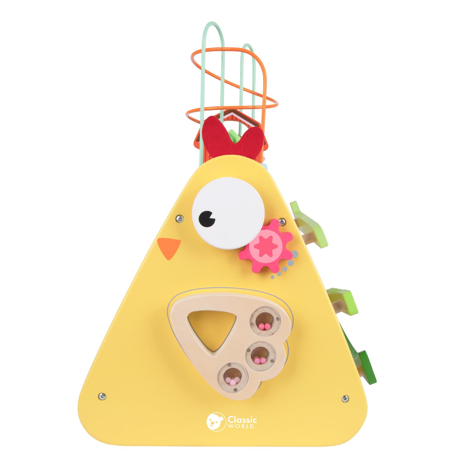 Classic World Cubo motore di pollo, giocattolo in legno, per ragazzi e ragazze dai 18 mesi in su, coordinazione occhio-mano, capacità motorie, giocattoli educativi