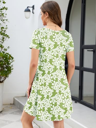 Image of KORSIS Women's Dresses Summer Casual T-Shirt Short Sleeve Criss Cross V Neck Swing Beach Vacation Sundress Dress with Pockets
