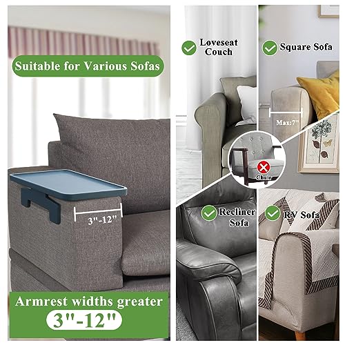 SINWANT Sofa Arm Clip Tisch, Sofa Arm Tray Tisch für Couch, Armlehne Tisch geeignet für Home Drinks/Essen/Obst, Sofa Tablett Tisch für Couch Tablett, Couchtisch & Beistelltische für kleine Räume, blau – Bild 6