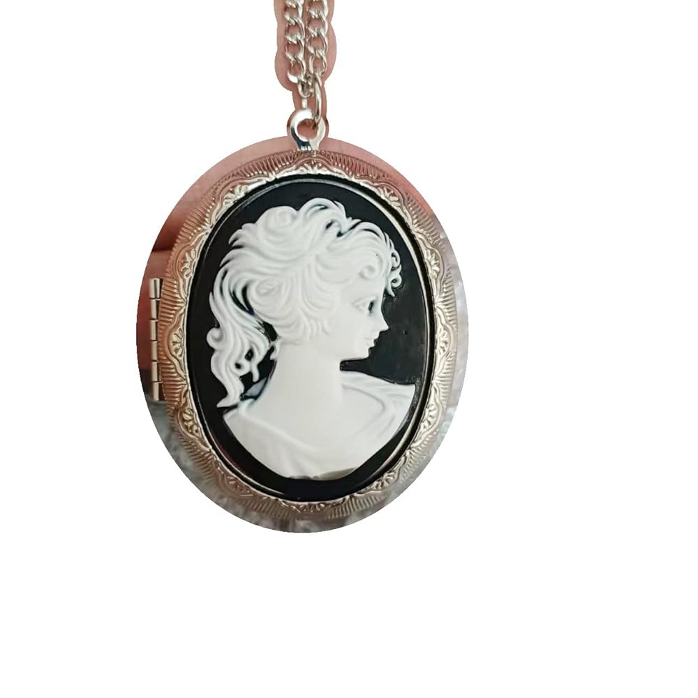 Amazon.com: TARAKI Black Cameo Locked Necklace,Lady Cameo Amazon.com: TARAKI Black Cameo Locked Necklace,Lady Cameo