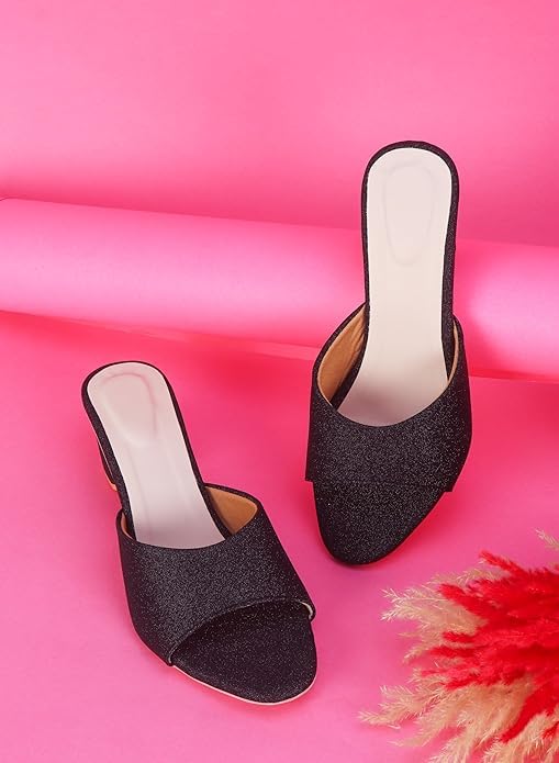 Image of Women's Block Heel Sandals - Open Toe Slip-On Dress Heels for Wedding & Party, Cushioned Comfort Insole, Stylish Synthetic Leather