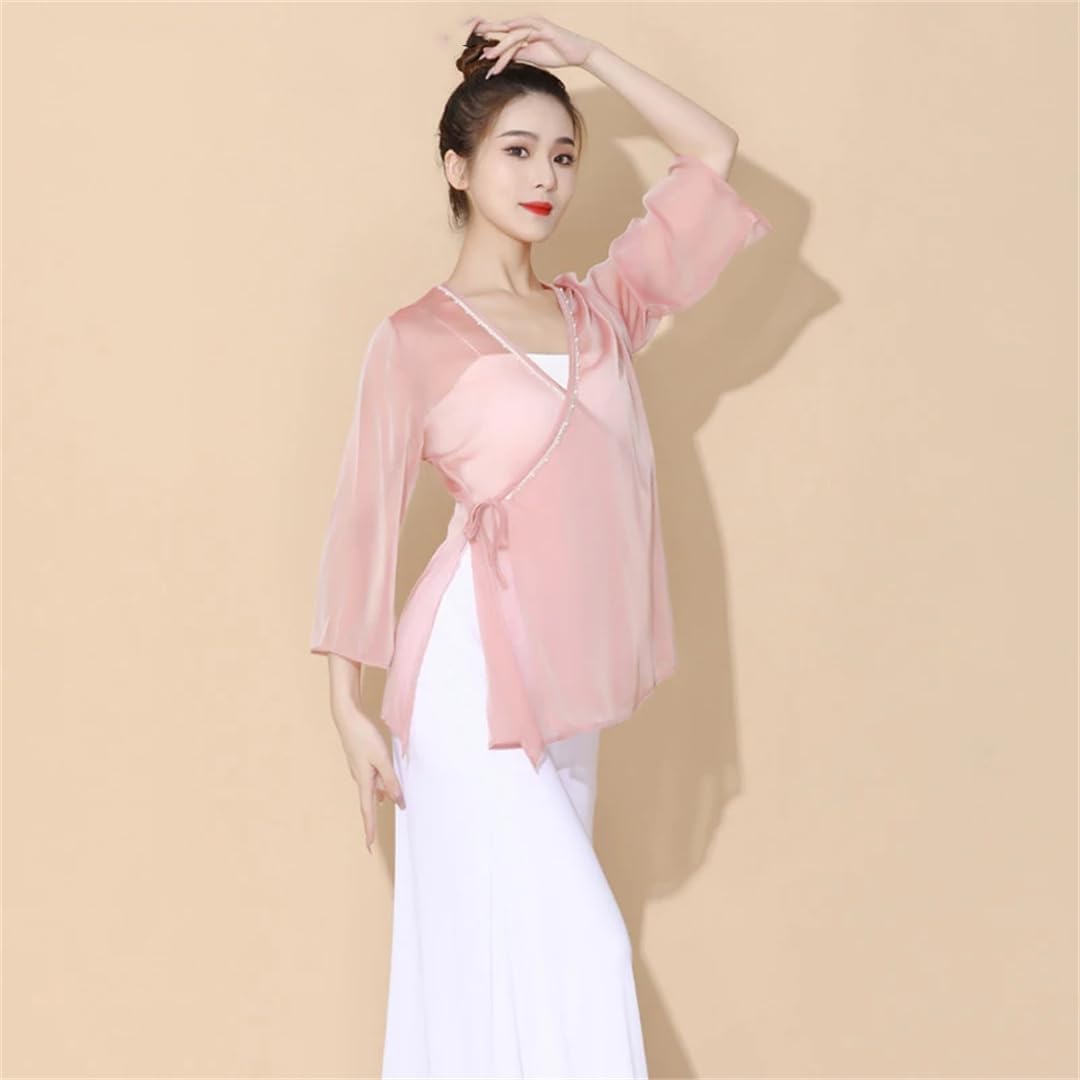 Women'S Classical Dance Set Chinese Dance Pants Practice Stage Tops Summer （Tops Only）