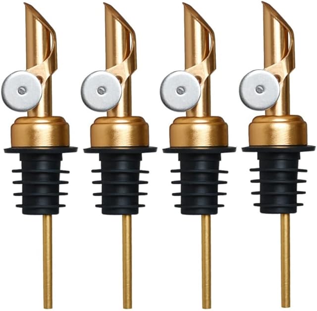 Jiulixiang Weighted Stainless Steel Pourers, Auto Flip Olive Oil Dispenser Spout, Balsamic Vinegar Pour Spouts 4Pcs