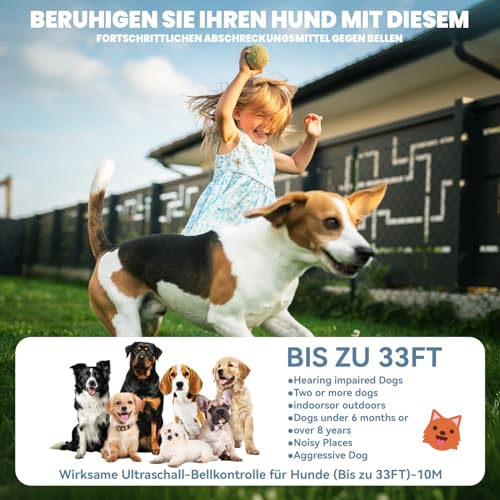 HOPFROG Anti Bell Gerät Hunde, Tragbarer Antibell Ultraschall Gerät, Leistungsstarkes Hunde Bellen Stoppen, Hundebellen-Abschreckmittel für Kleine Große Hunde Innen Außenbereich Antibell Hund