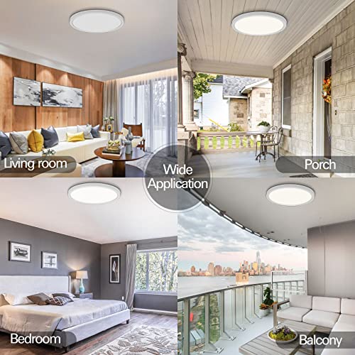 Hykolity 18 Inch Led Round Flat Panel Light, White, 32W, 3200Lm, 3000K/4000K/5000K Cct Selectable, 120°Beam Angle, Dimmable Edge-Lit Flush Mount Ceiling Light Fixture - Etl Listed #TOP5