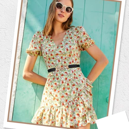 Women's Dress Slim Belt Adjustable Leather Belt with Gold Buckle4