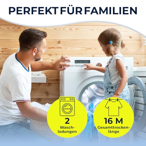 EASYmaxx Klappbarer Wäscheständer | Effizientes Trocknen mit 3 Ebenen, 2 Seitenflügeln & leichtem Aufbau | Platzsparend, vielseitig und mobil für drinnen und draußen, Schwarz/Weiß - Image 6