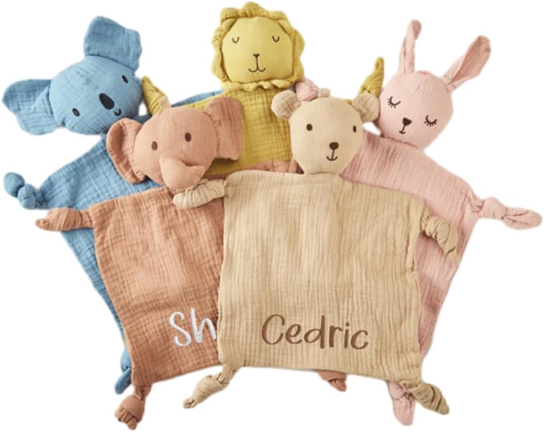 Custom Embroidered Baby Blanket with Name,Personalized Security Lovey Blanket,Soft Organic Cotton Comforter for Newborn,Soft Sleeping Toy,Custom Baby Shower Gifts