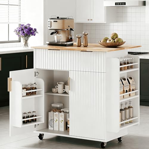 VINGLI Kitchen Island with Storage and Wheels