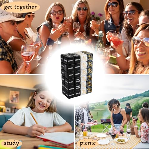 LIUYIDM würfelset Würfel Set 48 Stück Würfel Zähler, Acryl Token Gezinkte Würfel Set mit Samtbeutel Fähigkeiten Schlüsselwörter Zählerwürfel Loyalität Cube Würfel würfel Set Zubehör