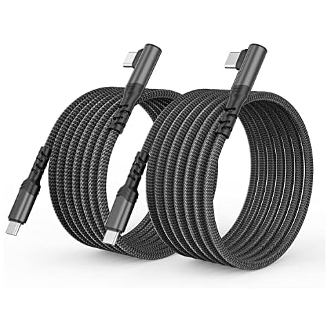 2Pack USB C to USB C Cable 60W, 10ft+10ft Right Angle 90 Degree Type C Charger Fast Charging Cord for iPhone 16/16 Plus/16 Pro/16 Pro Max/15/Samsung S24/S23, MacBook, iPad Mini/Air/Pro, Pixel(Black) Cover