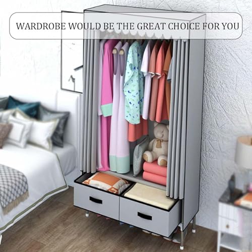 Armoire en tissu facile à assembler avec penderie de grande capacité