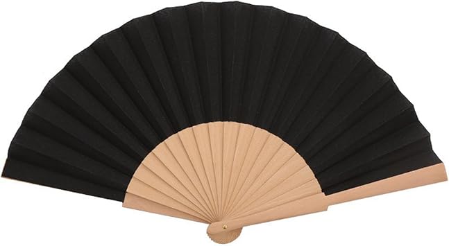 Folding Hand Fans,Chinese Vintage Handheld Folding Hand Fan,Fabric Hand Fan,For Birthday Gift Wedding Dance Party Decoration Home Decor,Black