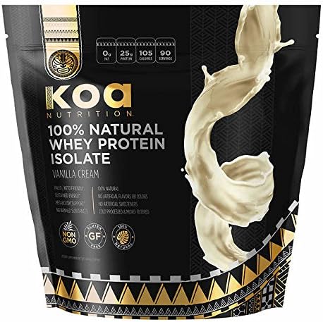 100% All Natural Whey Protein Isolate by Koa Nutrition | Performance Driven, Pure Protein Isolate with BCAAs and No Artificial Flavors or Sweeteners - Vanilla - 6lb Bag