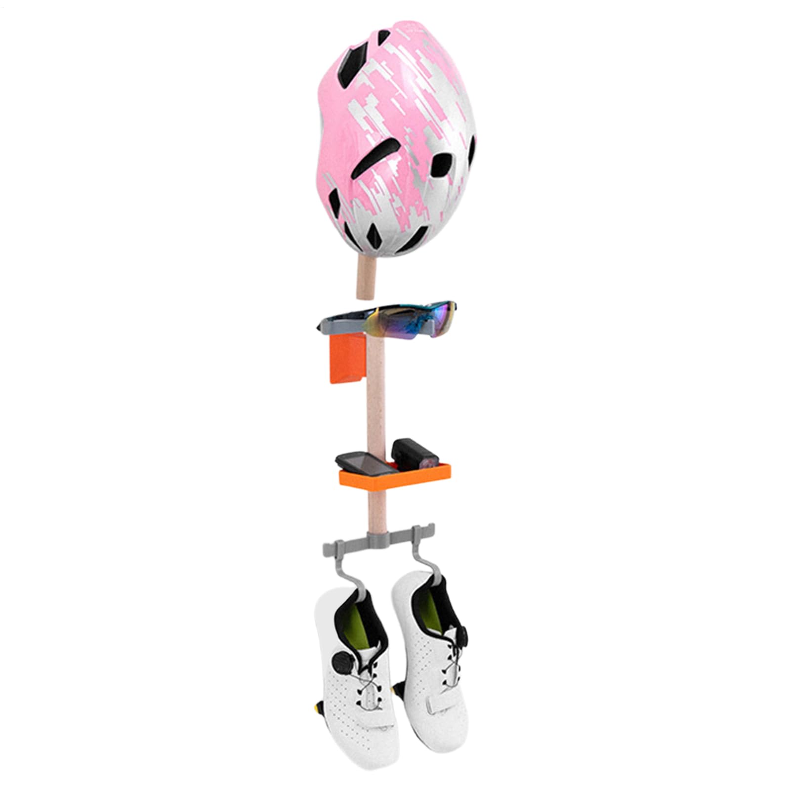 Soporte de pared para casco de bicicleta que soluciona el desorden en talleres y sótanos pequeños