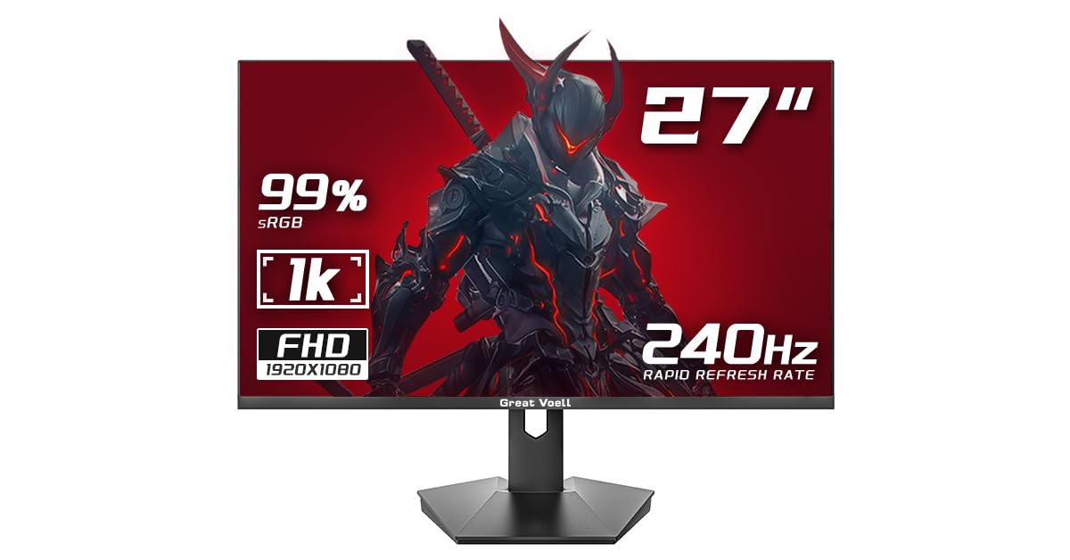 27 Inch Gaming Monitor 240Hz FHD (1920x1080) Computer Monitor, VA Panel, FreeSync, HDR10, 99% sRGB, FreeSync, 2*HDMI&2*DP, Design VESA (75 x 75mm)-Black