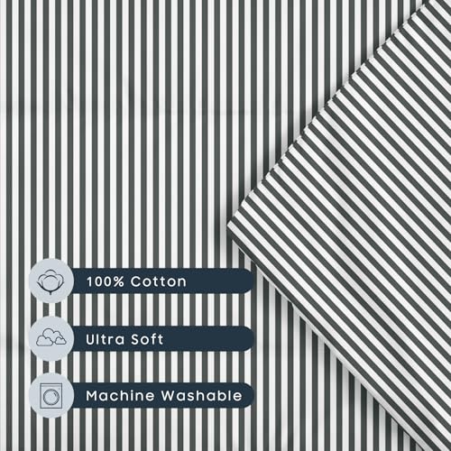Image of Wake In Cloud - Cot Nap Mat with Pillow and Blanket, 100% Cotton Fabric, for Toddler Kids Boys Girls Ages 3 Plus in Daycare Kindergarten Preschool, Ticking Stripes