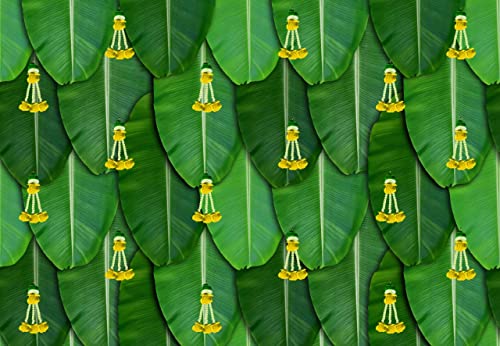 Image of Banana Leaf Design Backdrop Decoration Pooja Cloth (5 * 8 FT) (Banana 11)