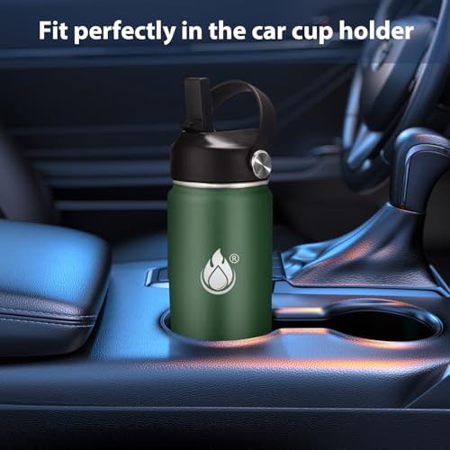 Image of Insulated Water Bottle 32 oz with Straw, Stainless Steel Wide Mouth Water Bottle, Double Wall Vacuum Leak Proof with Straw Lid & Spout Lid for Sports or Office, Keep Cold or Hot Up to 24 Hrs