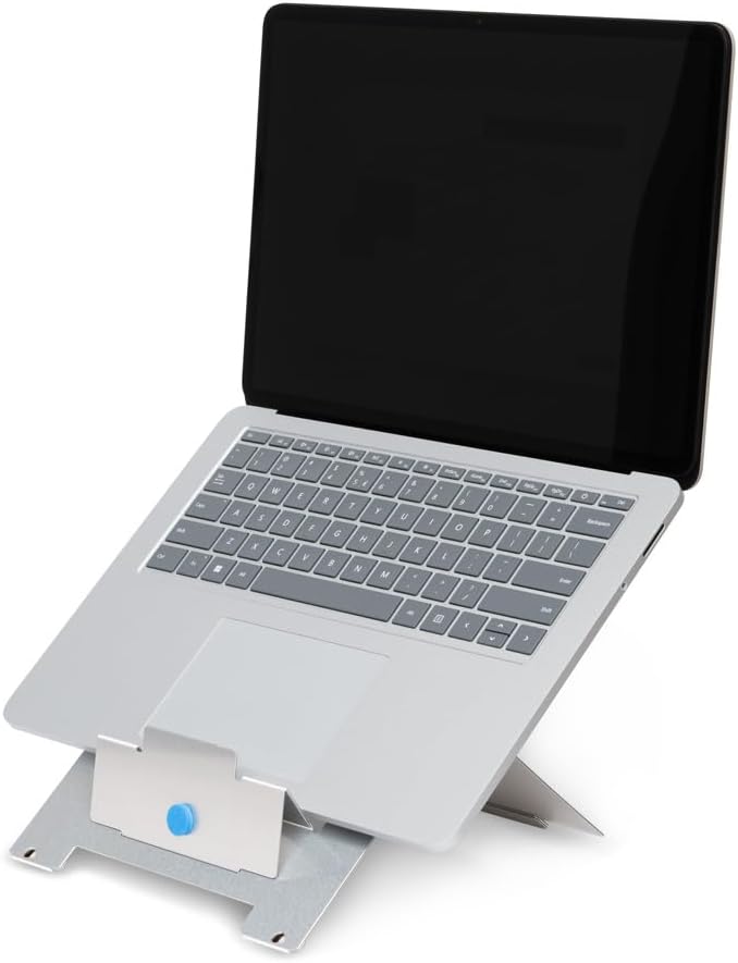 R-Go Ergonomic Laptop Stand, Ultra-Thin Aluminum, Adjustable Portable Notebook Riser for Desk, Compatible with 10-22" MacBook/Air Pro/Dell XPS/Lenovo, Support up to 11ibs, Silver image 4 of 7 B01B6LK12I
