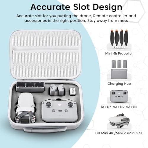 Image of M.G.R.J Portable Carrying Case Cover Compatible for DJI Mini 4K || Mini 2 SE || Mini 2 with Portable, Waterproof & Shockproof Features & Adjustable Shoulder Strap (Hard|PU Leather|Grey)