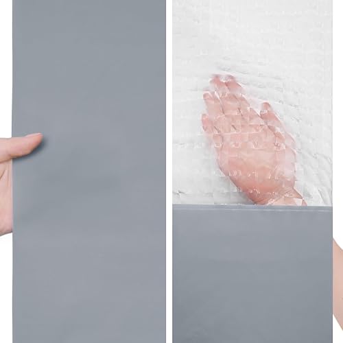 Miniatura 6 de timecity Juego de cortina de ducha de plástico gris con 12 ganchos blancos para ventana superior transparente, cortina de bañera de PEVA, cortina de