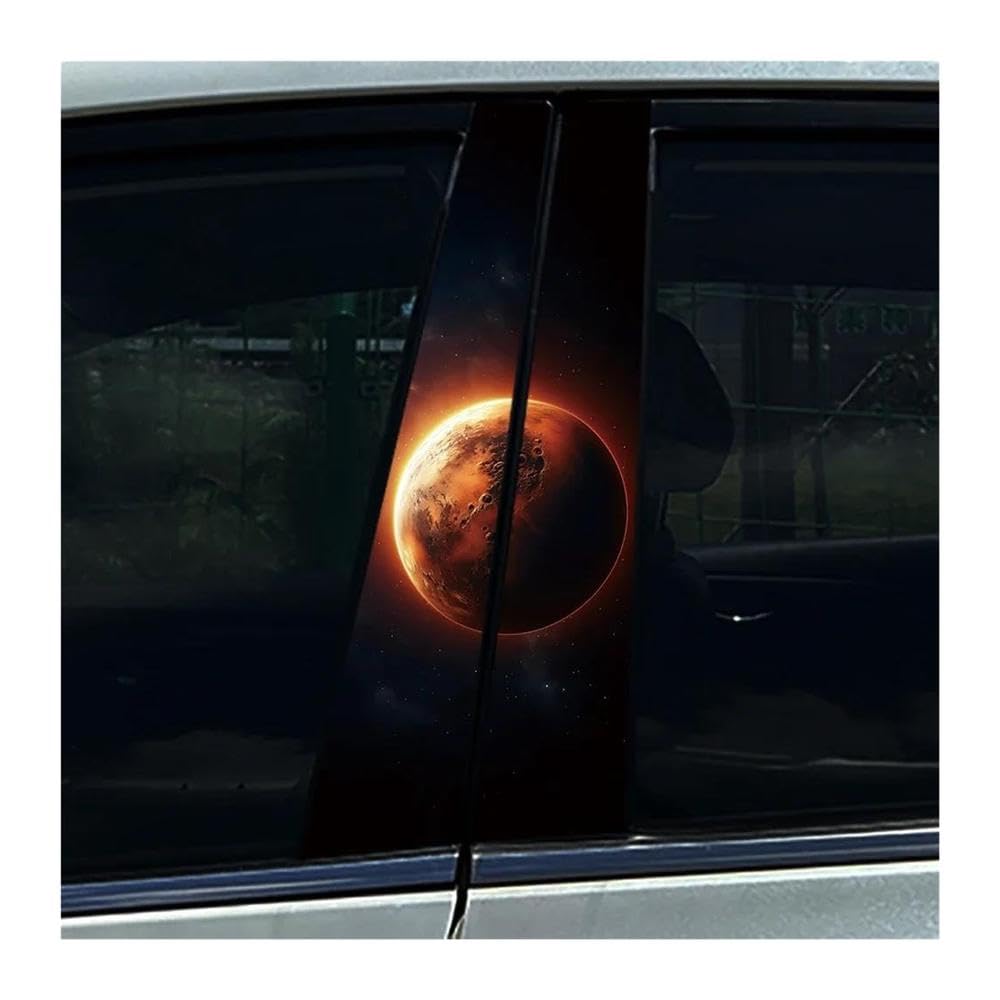 Decorative Items 2pcs Car B-Pillar Decals Cool Planets Galaxies Moon Auto Center Pillar Waterproof Sticker