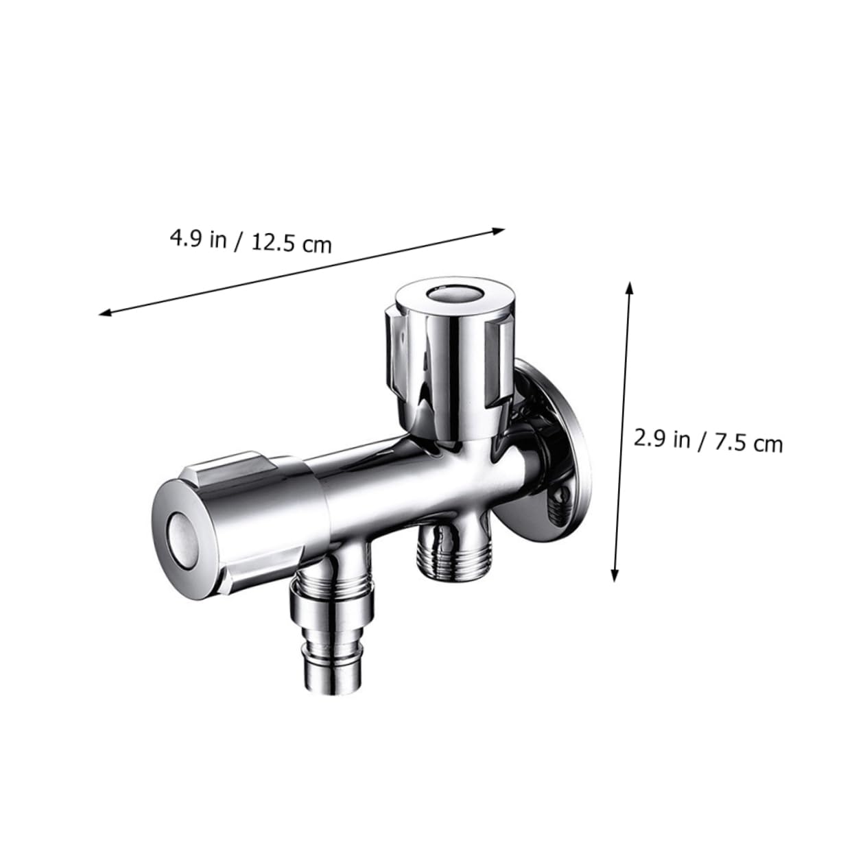 Valvola Doppio Rubinetto per Lavatrice in Acciaio Inox Argento | Uso Domestico in Bagno, per Lavatrice e Lavastoviglie, Design Semplice Lavorazione Professionale
