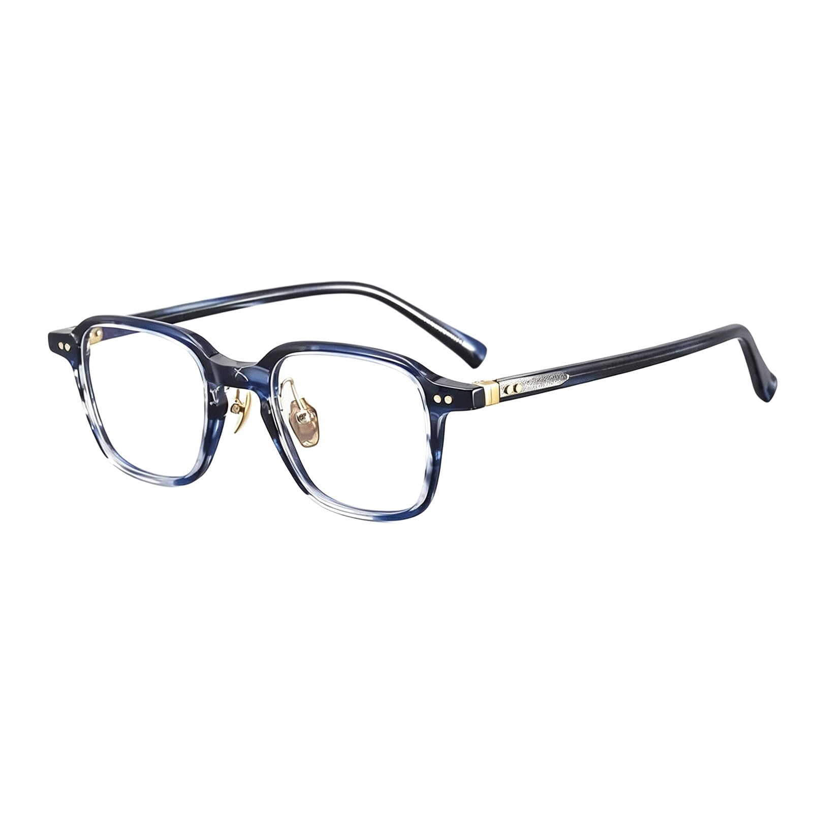 Quadratische Brillenfassungen for Computer | Nicht verschreibungspflichtige Acetat-Lesebrille mit AC-Linse, Vollrandbrille(Bleu)