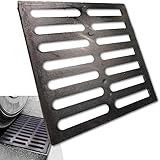 MASSLUNT Cast Iron Drain Grate 16x16 in for Vodaland Catch Basin, B-Class 28100 lbs Heavy-Duty Driveway Channel Cover, Outdoor Trench Drainage Grate, Square Metal Sewer Cover (True 15.4x15.4)