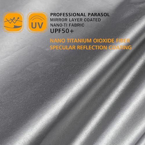 Image of G4Free UPF 50+ UV Protection Travel Umbrella 42 46 inch Windproof Silver Coating Sun Blocking Umbrella
